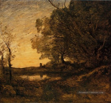  Corot Tableau - Tour lointaine du soir Jean Baptiste Camille Corot